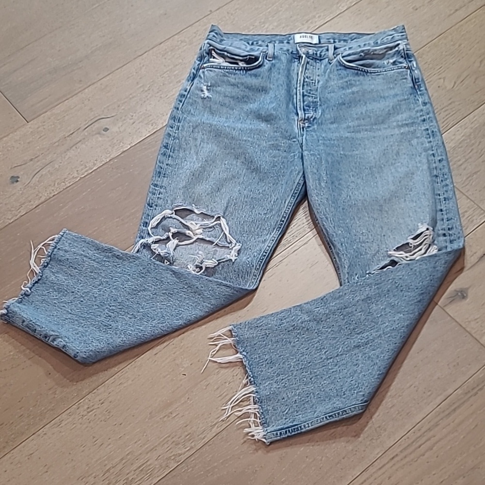 AGOLDE 90's Jeans Women's sz 30 Button Fly High Rise Straight Distressed Ankle